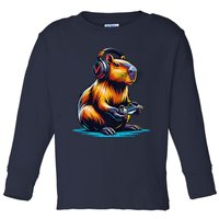 Capybara Cute Funny Capybara Rodent & Video Games Lover Toddler Long Sleeve Shirt