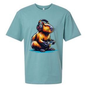 Capybara Cute Funny Capybara Rodent & Video Games Lover Sueded Cloud Jersey T-Shirt