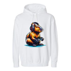 Capybara Cute Funny Capybara Rodent & Video Games Lover Garment-Dyed Fleece Hoodie