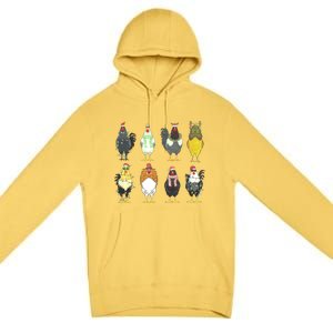 Chickens Christmas Farm Animal Christmas Funny Chicken Xmas Lights Premium Pullover Hoodie