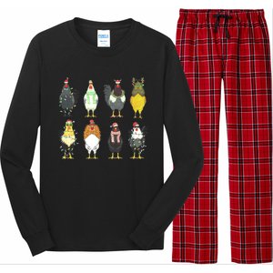 Chickens Christmas Farm Animal Christmas Funny Chicken Xmas Lights Long Sleeve Pajama Set