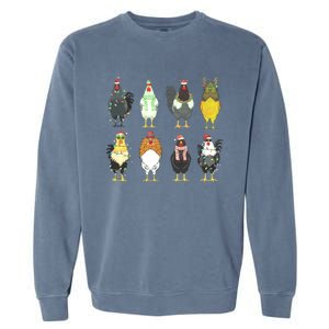 Chickens Christmas Farm Animal Christmas Funny Chicken Xmas Lights Garment-Dyed Sweatshirt