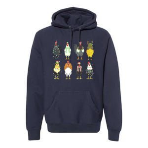 Chickens Christmas Farm Animal Christmas Funny Chicken Xmas Lights Premium Hoodie