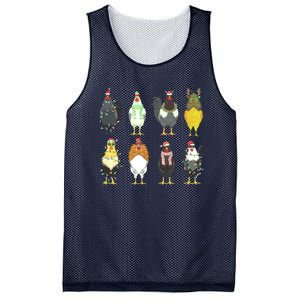 Chickens Christmas Farm Animal Christmas Funny Chicken Xmas Lights Mesh Reversible Basketball Jersey Tank