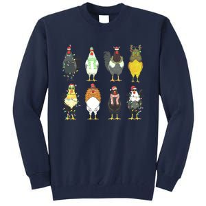 Chickens Christmas Farm Animal Christmas Funny Chicken Xmas Lights Tall Sweatshirt