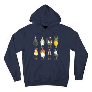 Chickens Christmas Farm Animal Christmas Funny Chicken Xmas Lights Tall Hoodie