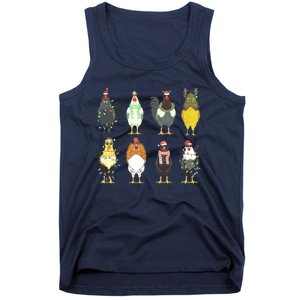 Chickens Christmas Farm Animal Christmas Funny Chicken Xmas Lights Tank Top