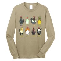 Chickens Christmas Farm Animal Christmas Funny Chicken Xmas Lights Long Sleeve Shirt