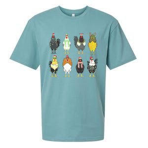 Chickens Christmas Farm Animal Christmas Funny Chicken Xmas Lights Sueded Cloud Jersey T-Shirt