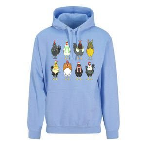 Chickens Christmas Farm Animal Christmas Funny Chicken Xmas Lights Unisex Surf Hoodie