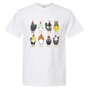 Chickens Christmas Farm Animal Christmas Funny Chicken Xmas Lights Garment-Dyed Heavyweight T-Shirt