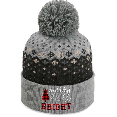 Christmas Cute For Red Plaid Merry And Bright Letter The Baniff Cuffed Pom Beanie