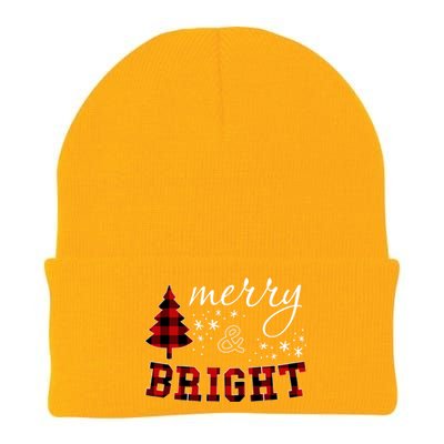 Christmas Cute For Red Plaid Merry And Bright Letter Knit Cap Winter Beanie