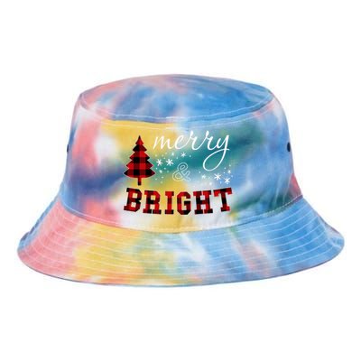 Christmas Cute For Red Plaid Merry And Bright Letter Tie Dye Newport Bucket Hat