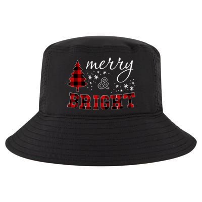 Christmas Cute For Red Plaid Merry And Bright Letter Cool Comfort Performance Bucket Hat