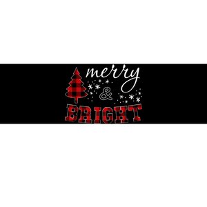 Christmas Cute For Red Plaid Merry And Bright Letter Bumper Sticker