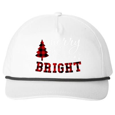 Christmas Cute For Red Plaid Merry And Bright Letter Snapback Five-Panel Rope Hat