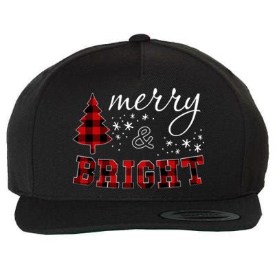 Christmas Cute For Red Plaid Merry And Bright Letter Wool Snapback Cap