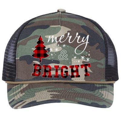 Christmas Cute For Red Plaid Merry And Bright Letter Retro Rope Trucker Hat Cap