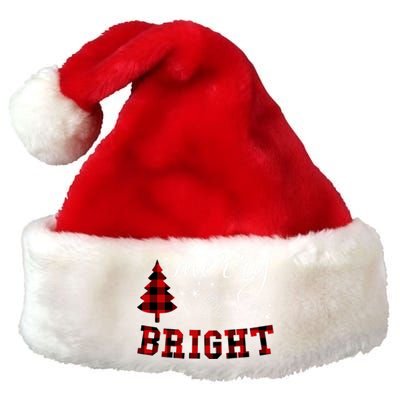 Christmas Cute For Red Plaid Merry And Bright Letter Premium Christmas Santa Hat