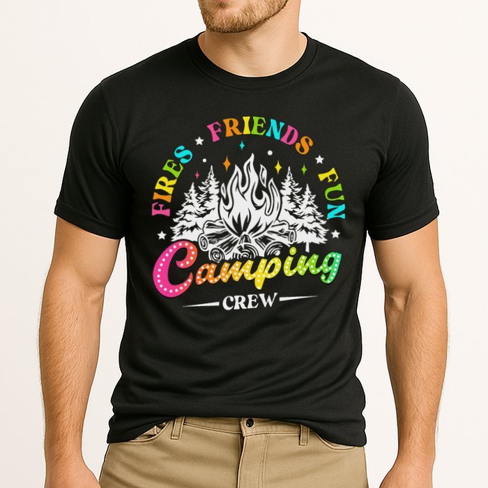 Camping Crew Fires Friends Fun Summer Vibes Camper  Performance Shirt
