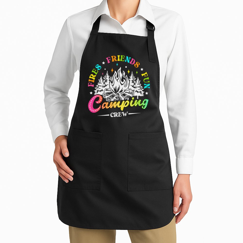 Camping Crew Fires Friends Fun Summer Vibes Camper  Apron