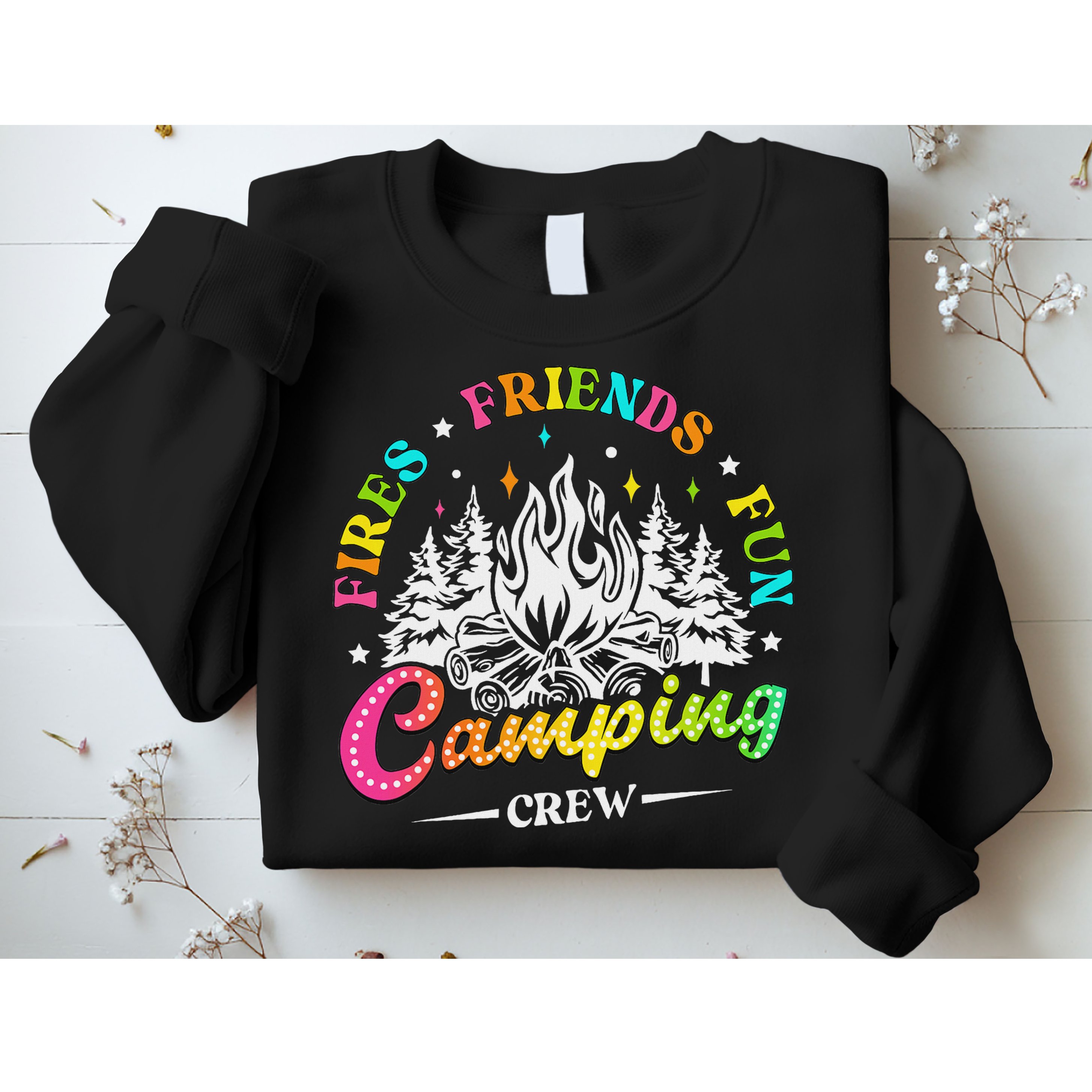 Camping Crew Fires Friends Fun Summer Vibes Camper  Sweatshirt