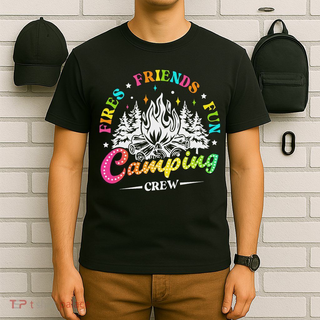 Camping Crew Fires Friends Fun Summer Vibes Camper  T-Shirt