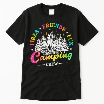 Camping Crew Fires Friends Fun Summer Vibes Camper  Tall T-Shirt