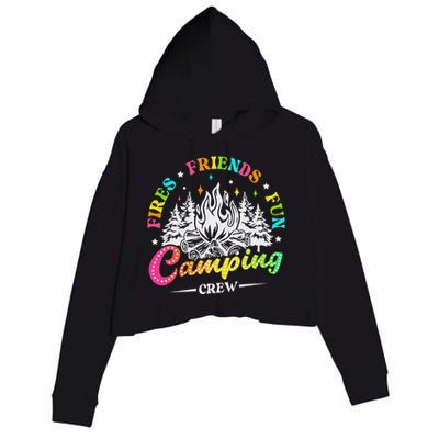 Camping Crew Fires Friends Fun Summer Vibes Camper  Crop Fleece Hoodie