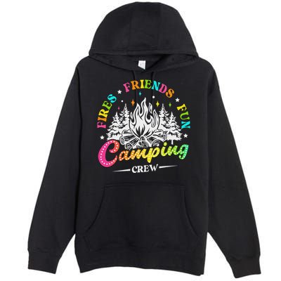 Camping Crew Fires Friends Fun Summer Vibes Camper  Premium Pullover Hoodie