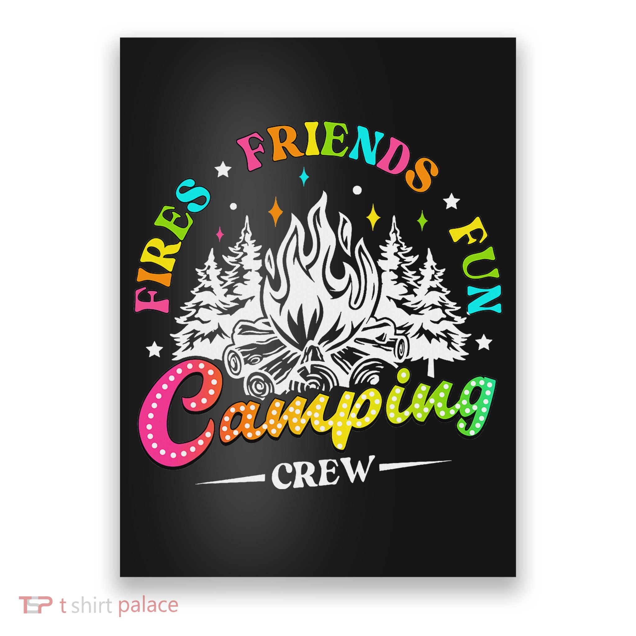 Camping Crew Fires Friends Fun Summer Vibes Camper  Poster