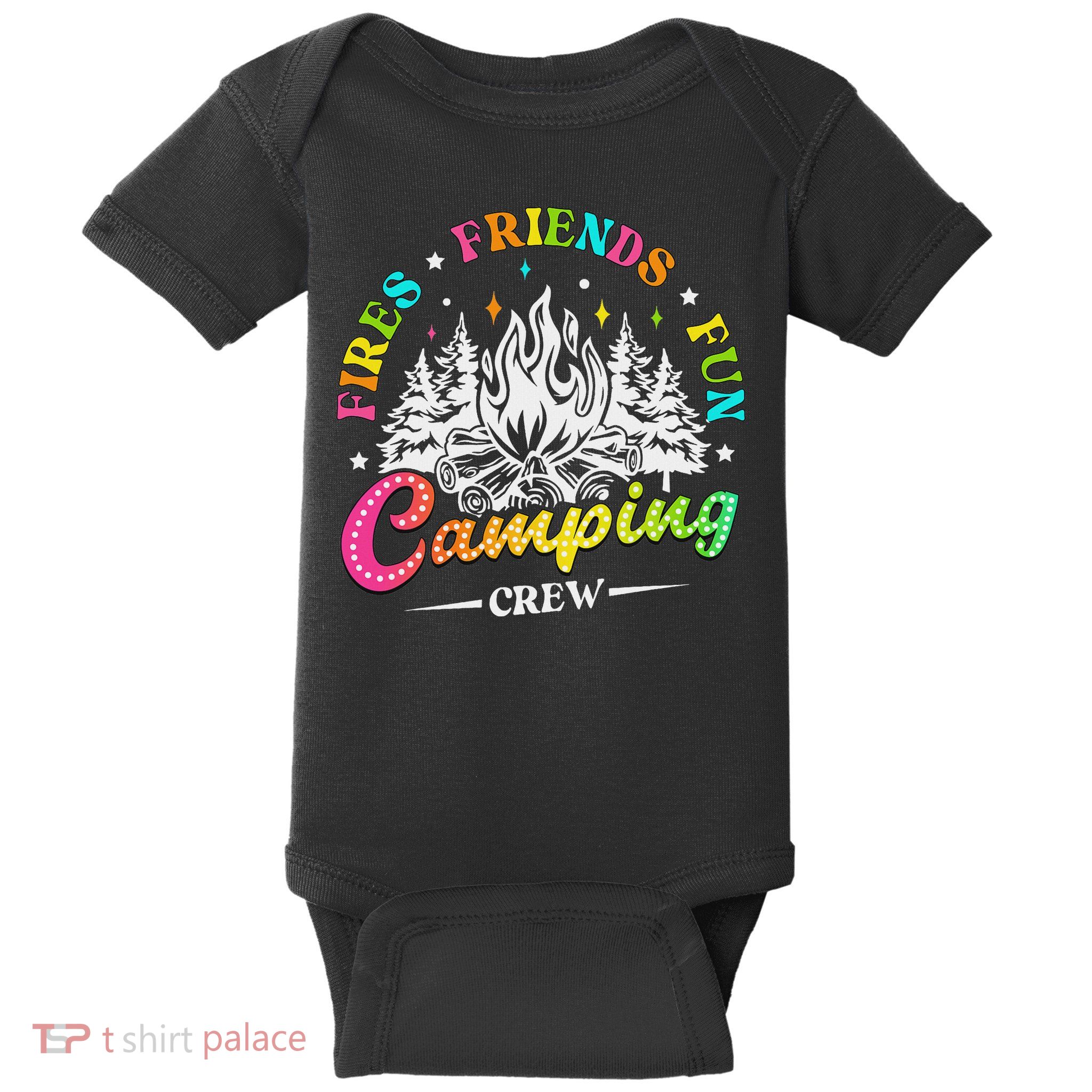Camping Crew Fires Friends Fun Summer Vibes Camper  Baby Bodysuit