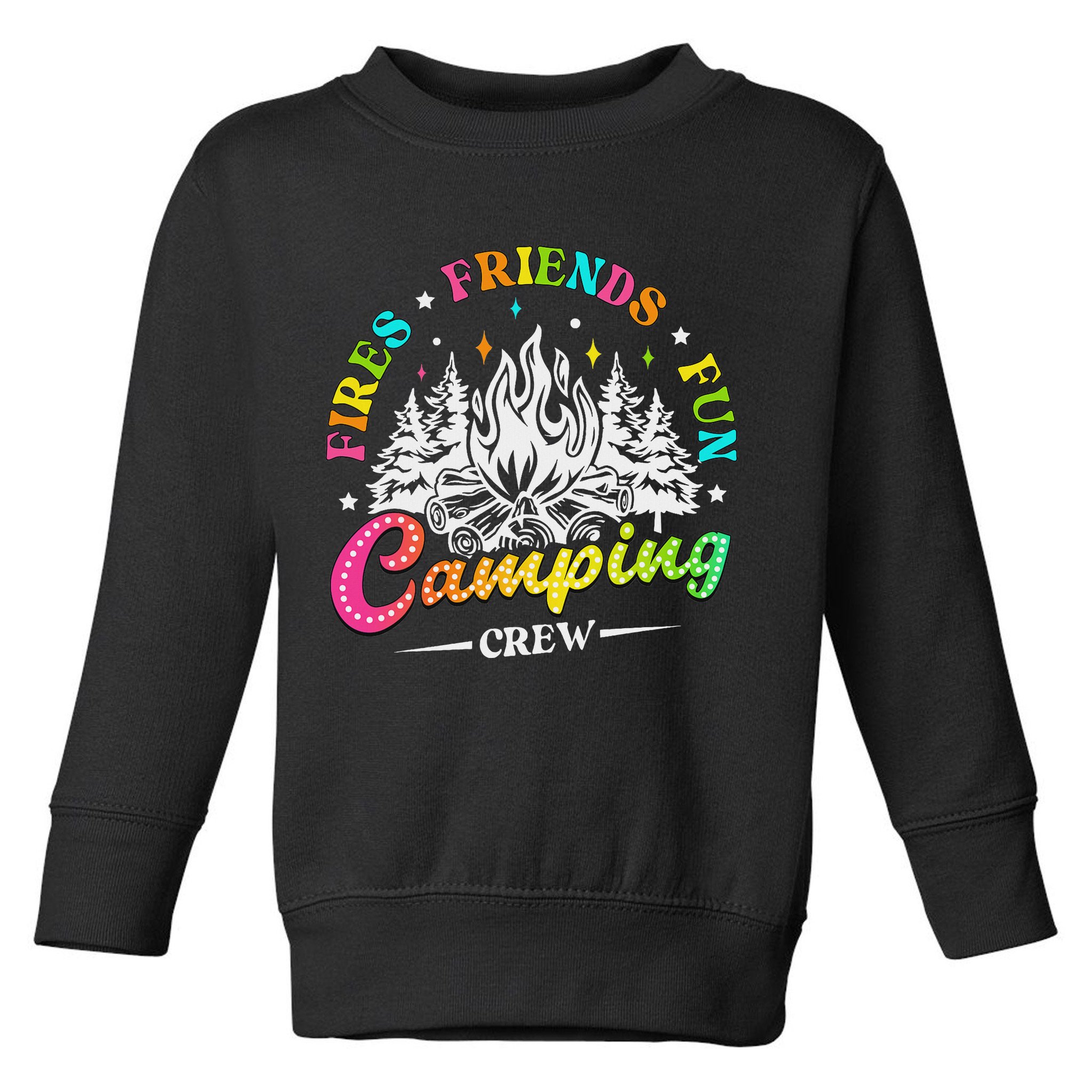 Camping Crew Fires Friends Fun Summer Vibes Camper  Toddler Sweatshirt