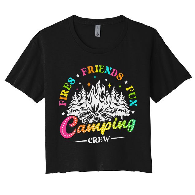Camping Crew Fires Friends Fun Summer Vibes Camper  Crop Top