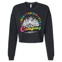 Camping Crew Fires Friends Fun Summer Vibes Camper  Cropped Pullover Crew