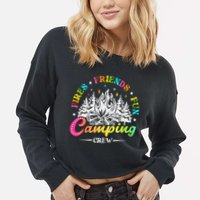 Camping Crew Fires Friends Fun Summer Vibes Camper  Cropped Pullover Crew