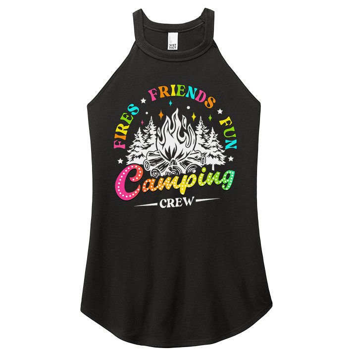 Camping Crew Fires Friends Fun Summer Vibes Camper  Women's Perfect Tri Rocker Tank