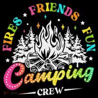 Camping Crew Fires Friends Fun Summer Vibes Camper  Womens T-Shirt
