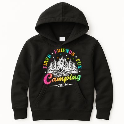 Camping Crew Fires Friends Fun Summer Vibes Camper  Kids Hoodie