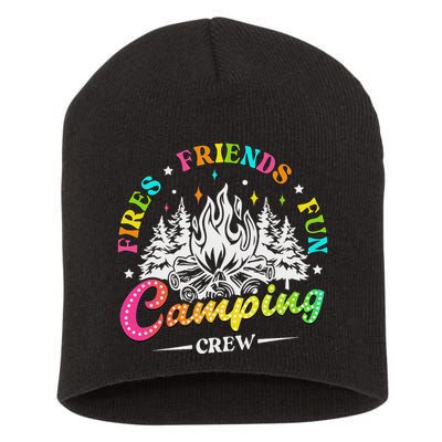 Camping Crew Fires Friends Fun Summer Vibes Camper  Short Acrylic Beanie