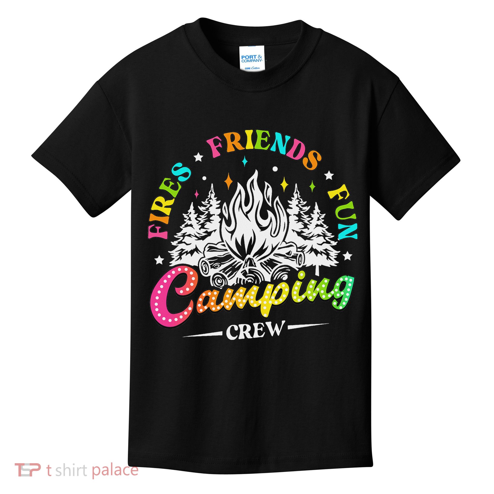 Camping Crew Fires Friends Fun Summer Vibes Camper  Kids T-Shirt