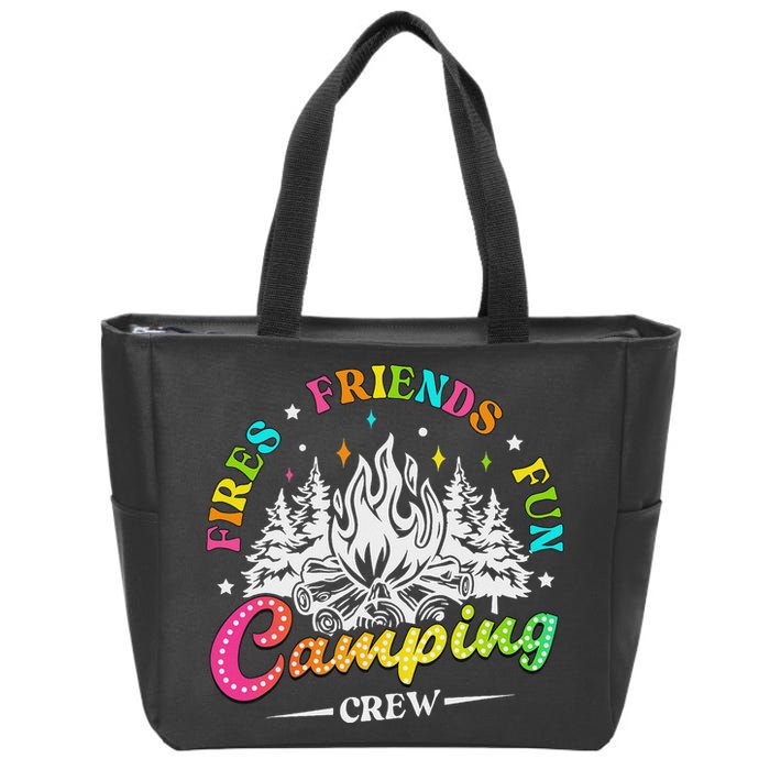 Camping Crew Fires Friends Fun Summer Vibes Camper  Zip Tote Bag