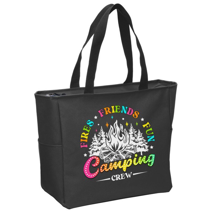 Camping Crew Fires Friends Fun Summer Vibes Camper  Zip Tote Bag