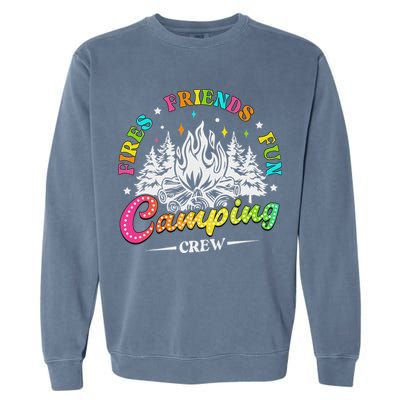 Camping Crew Fires Friends Fun Summer Vibes Camper  Garment-Dyed Sweatshirt