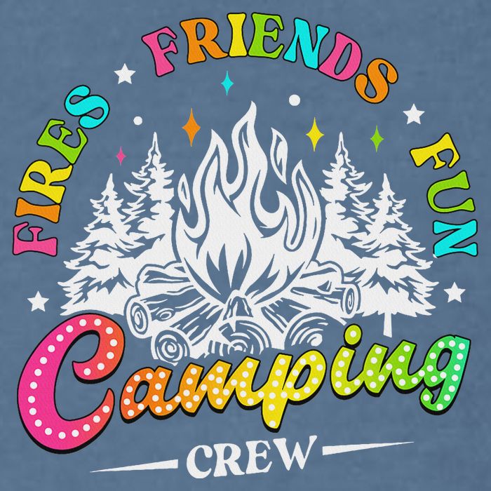 Camping Crew Fires Friends Fun Summer Vibes Camper  Garment-Dyed Sweatshirt