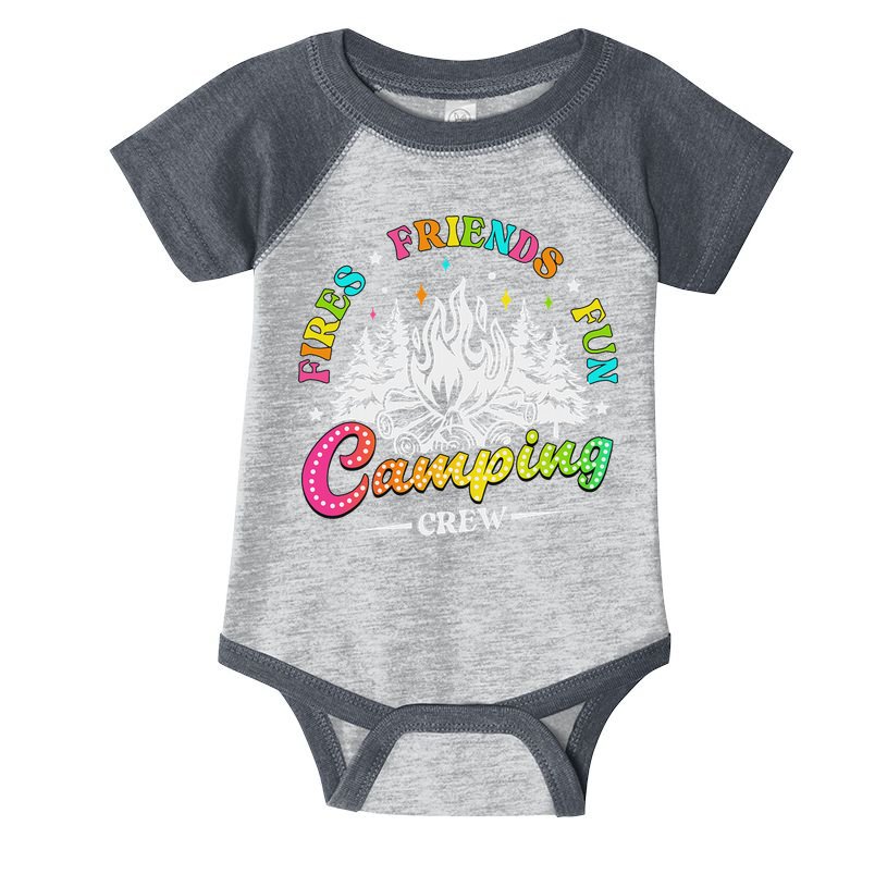 Camping Crew Fires Friends Fun Summer Vibes Camper  Infant Baby Jersey Bodysuit