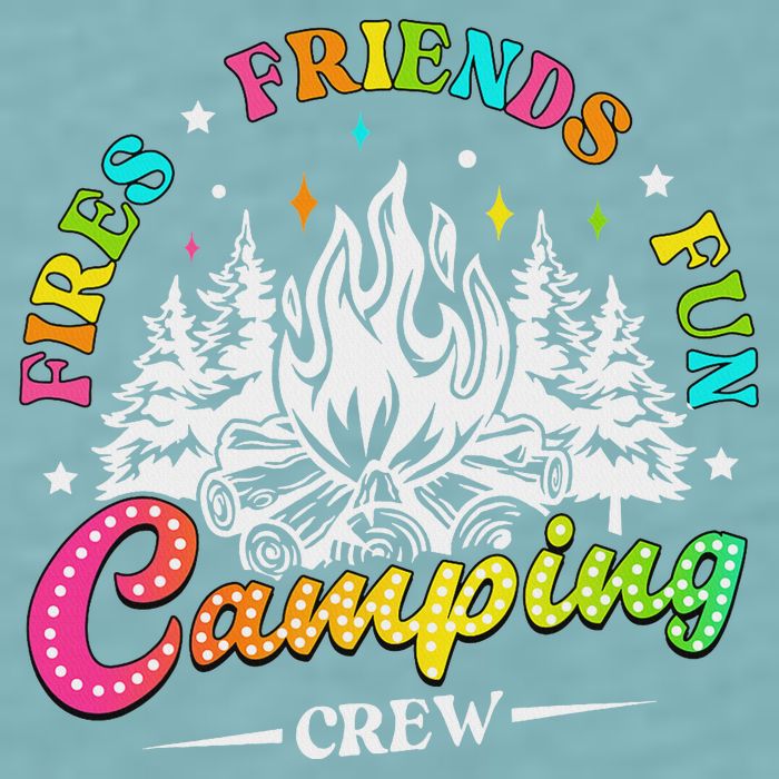 Camping Crew Fires Friends Fun Summer Vibes Camper  Sueded Cloud Jersey T-Shirt