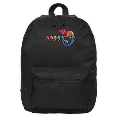 Comma Chameleon Funny 80's Throwback The Original 16 in Basic Backpack