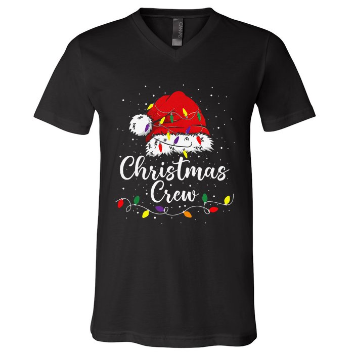 Christmas Crew Family Group Matching Christmas Pajama Party Gift V-Neck T-Shirt